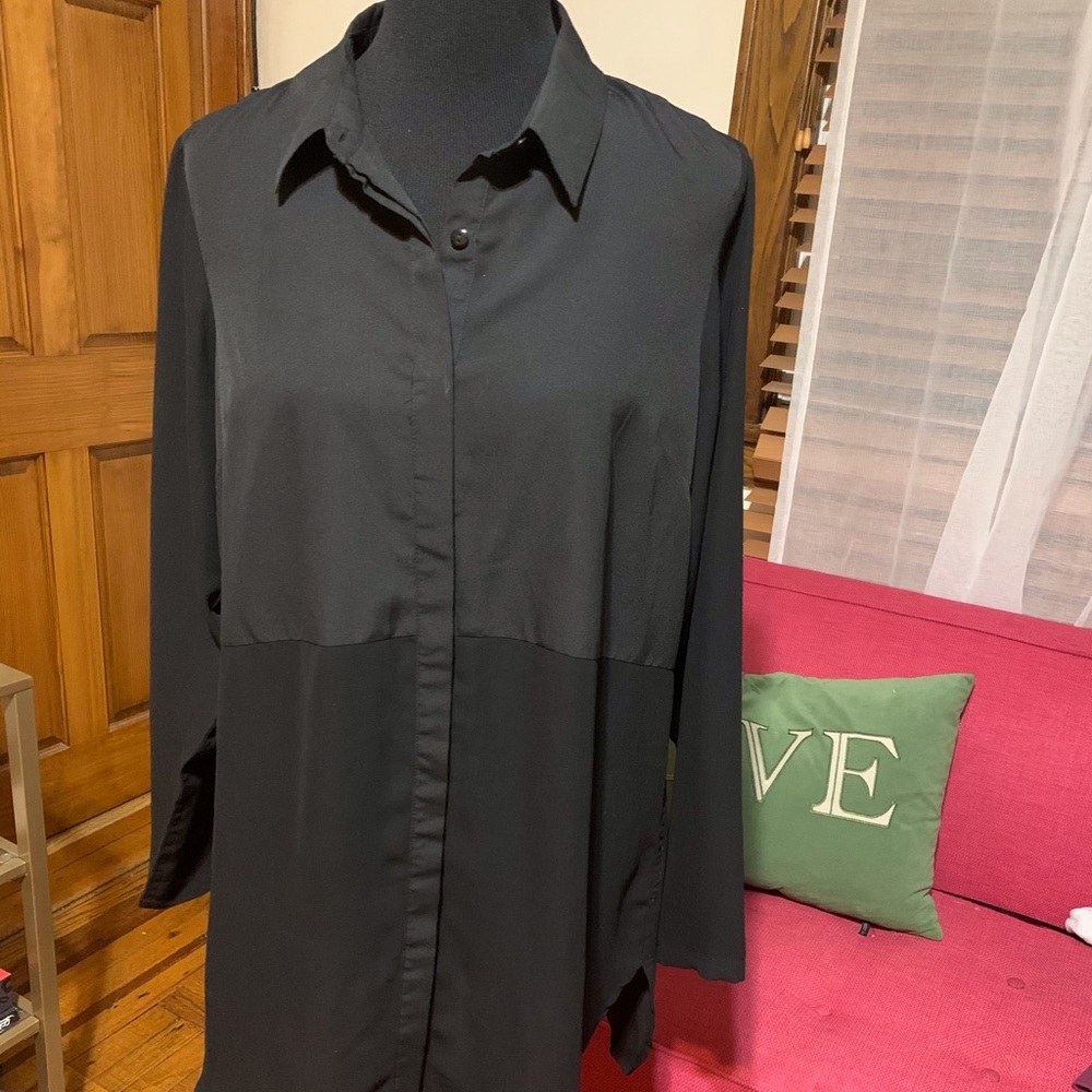 L Jessica Simpson Black Buffon Down Dress